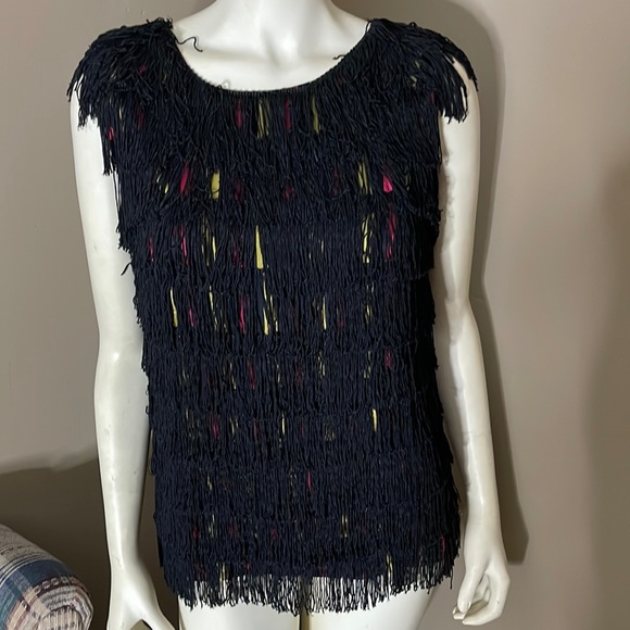 Vintage Disco Fringed Tiered Blouse Size Small - Picture 2 of 6